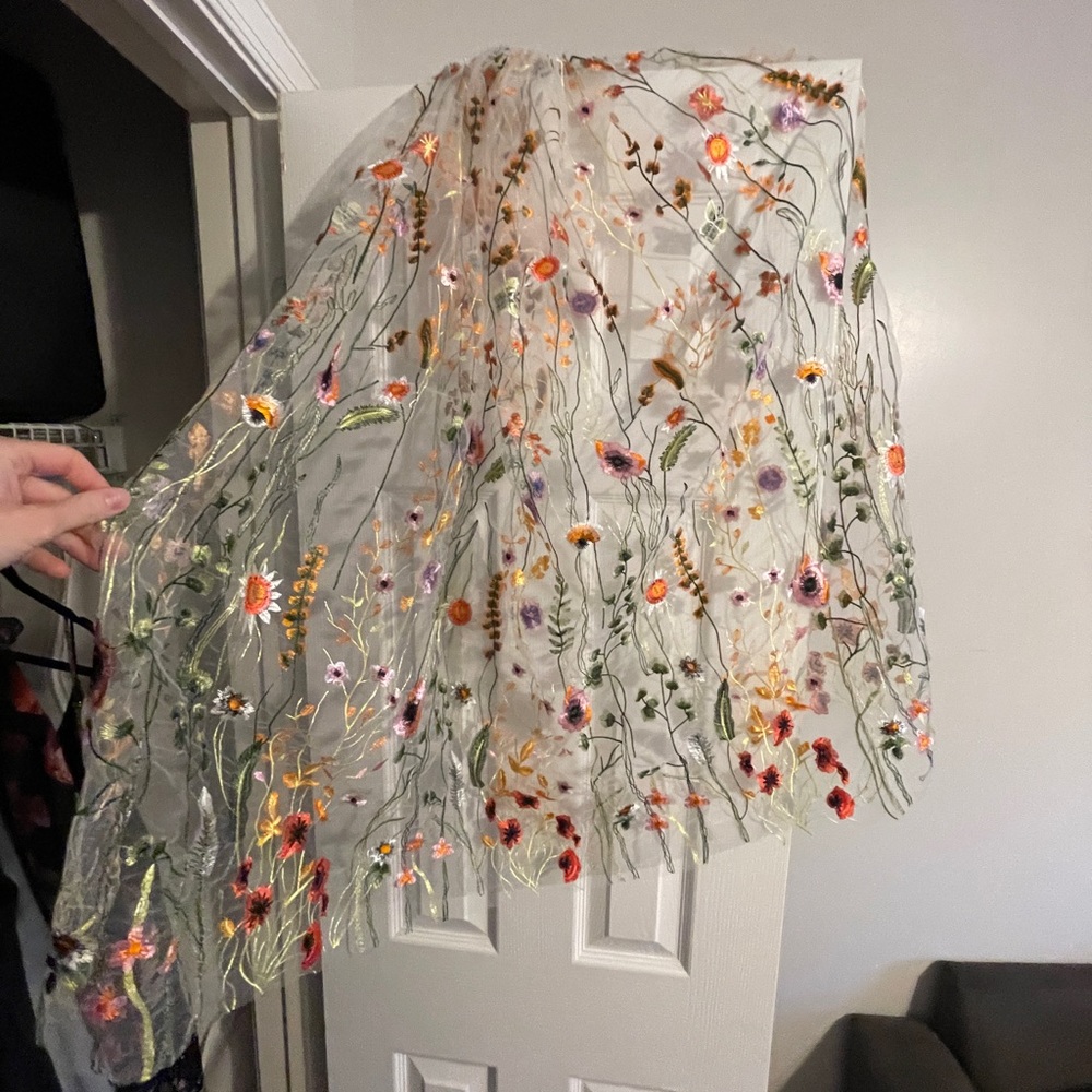Hand embroidered wildflower veil